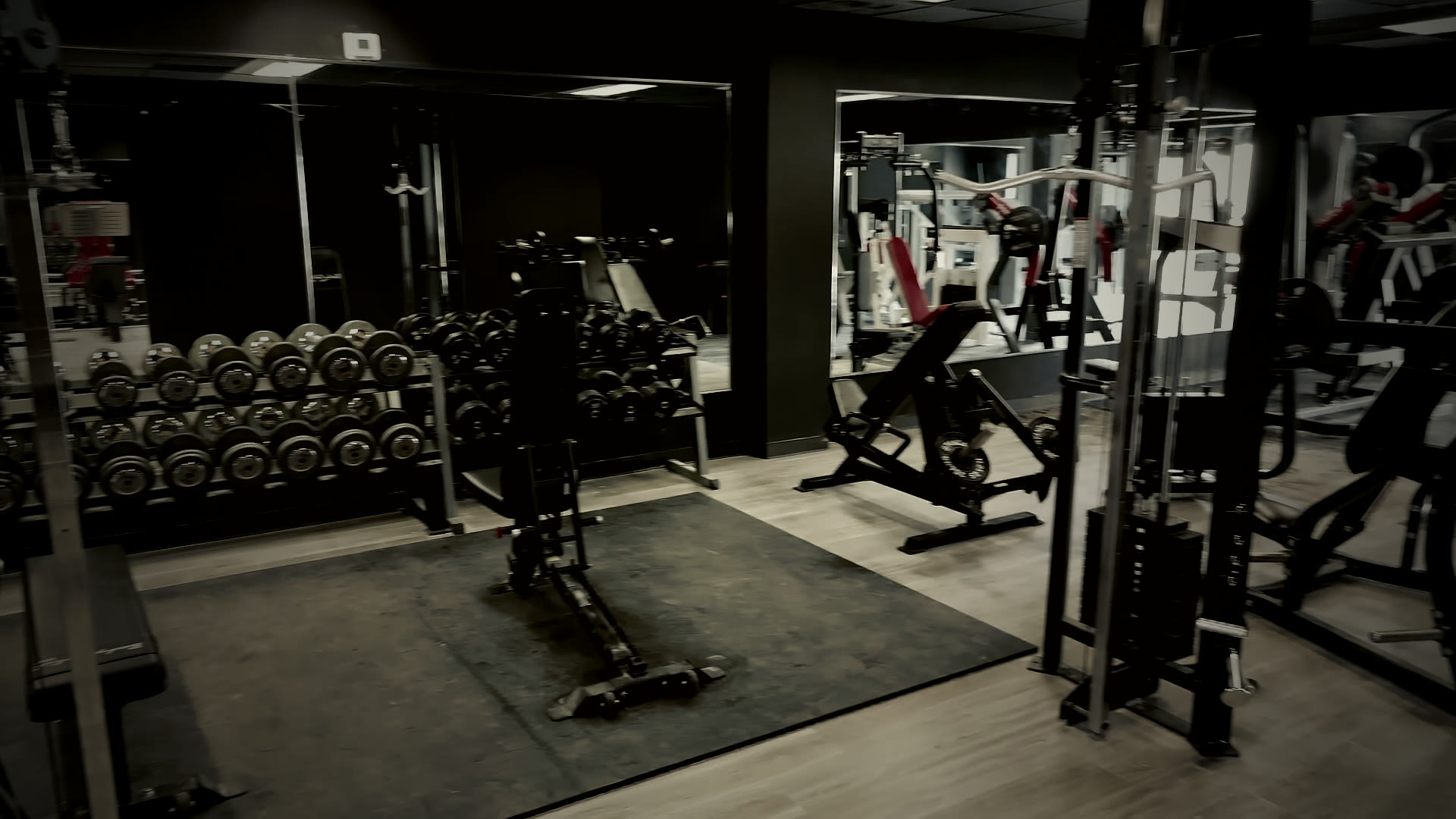 The Hadeed floor with dumbbell racks and strength machines